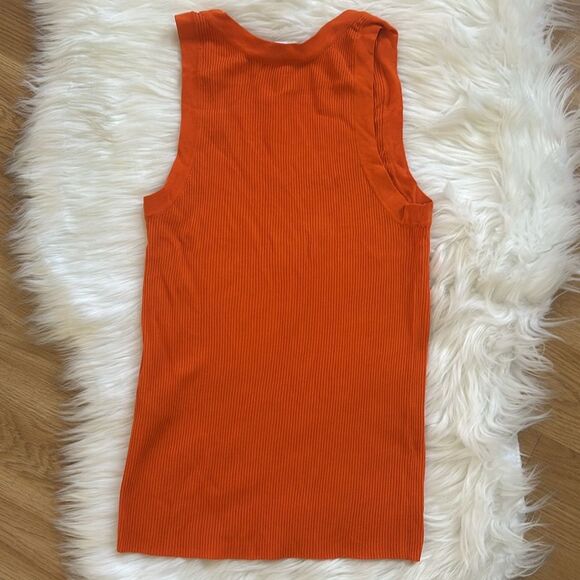 ZARA Orange Ribbed Tank Top Viscose Medium - Picture 4 of 4